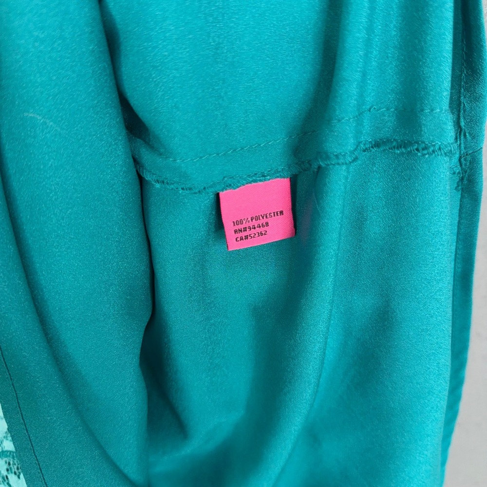 Betsey Johnson Halter Dress Womens 4 Teal Floral Lace Ombre High Low Party Prom - Picture 5 of 11